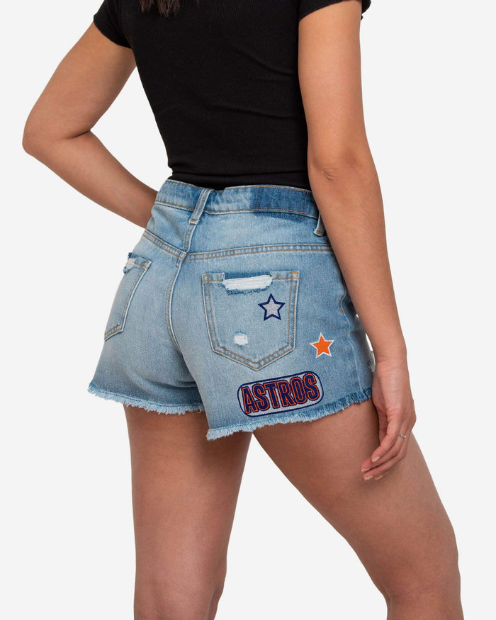 Houston Astros Womens Team Logo Denim Shorts FOCO - FOCO.com