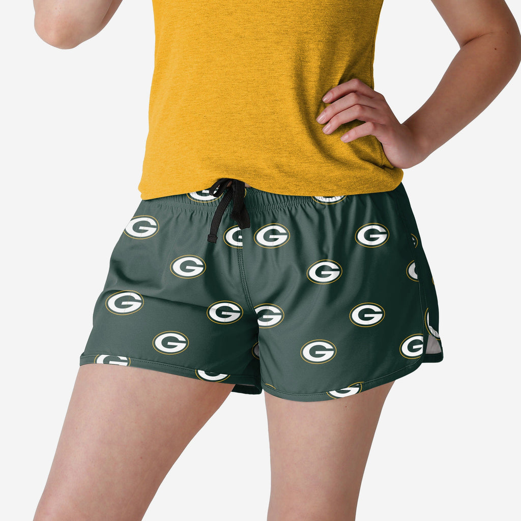 Green Bay Packers Womens Mini Print Running Shorts FOCO S - FOCO.com