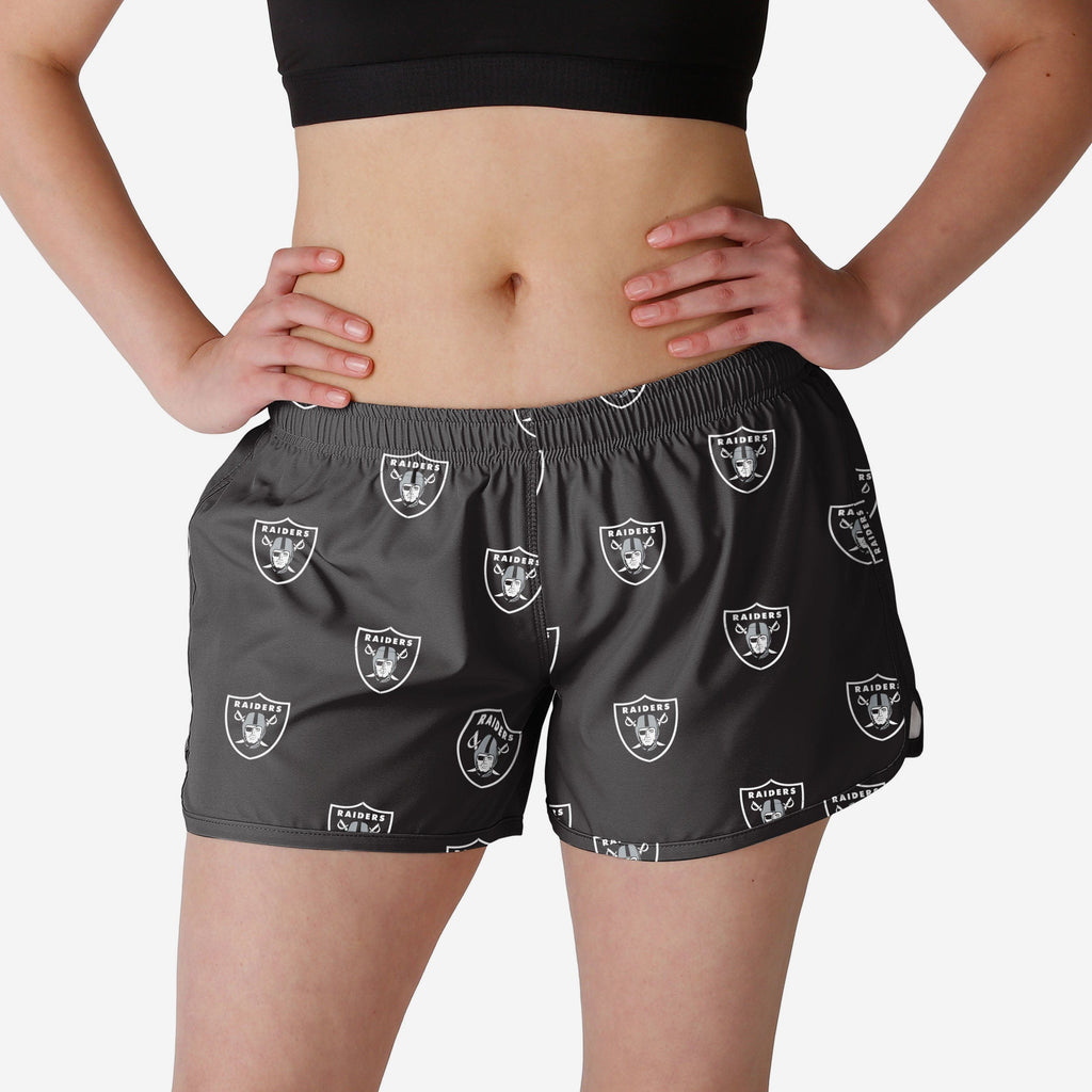 Las Vegas Raiders Womens Mini Print Running Shorts FOCO S - FOCO.com