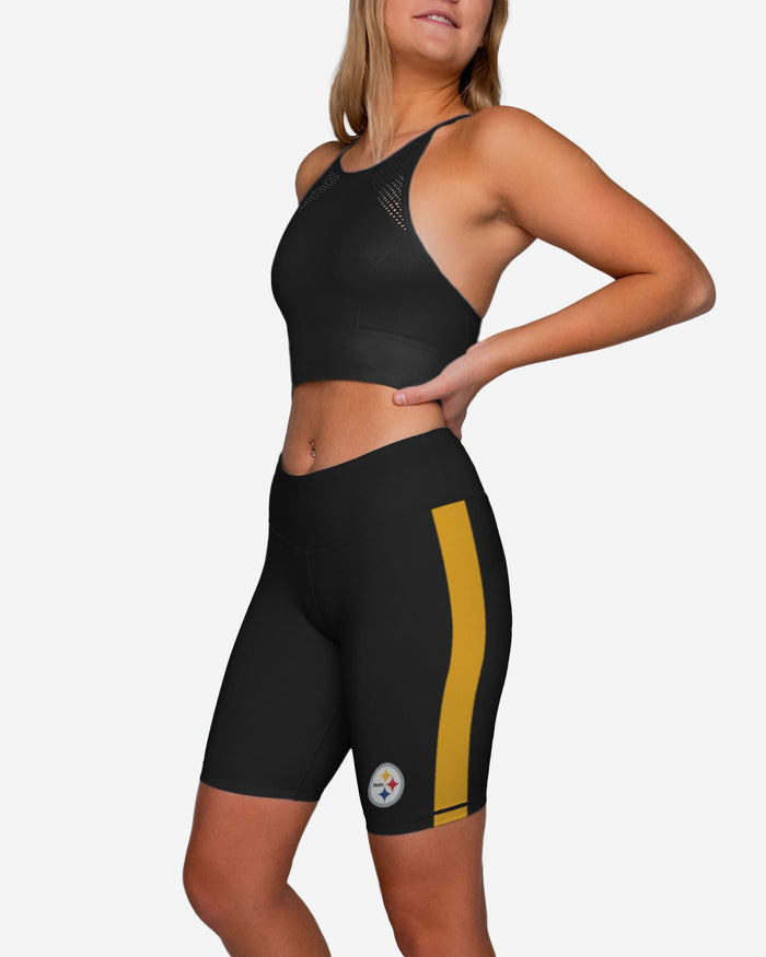 Pittsburgh Steelers Striped Bike Shorts FOCO S - FOCO.com