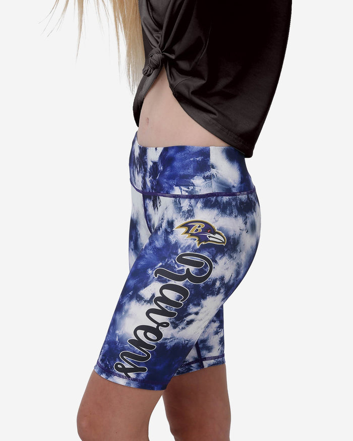 Baltimore Ravens Womens Team Color Tie-Dye Bike Shorts FOCO S - FOCO.com