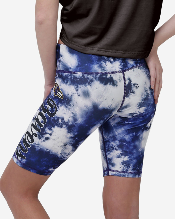 Baltimore Ravens Womens Team Color Tie-Dye Bike Shorts FOCO - FOCO.com