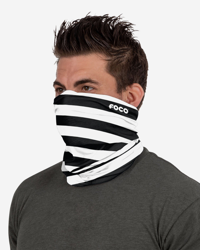 Black & White Stripes Brushed Polyester Gaiter Scarf FOCO - FOCO.com