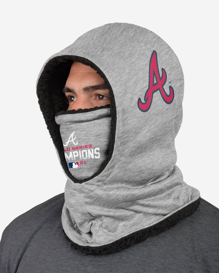 Atlanta Braves 2021 World Series Champions Grey Hooded Gaiter Scarf FOCO - FOCO.com