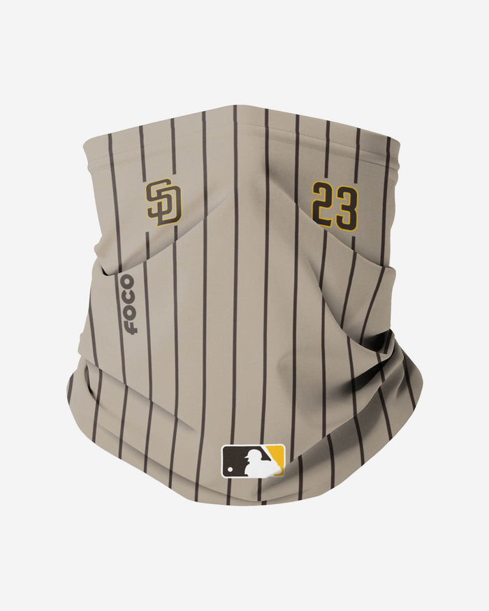 Fernando Tatis Jr San Diego Padres On-Field Gameday Pinstripe Stitched Gaiter Scarf FOCO - FOCO.com