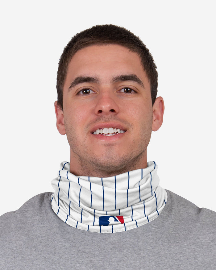 Javier Baez Chicago Cubs On-Field Gameday Pinstripe Stitched Gaiter Scarf FOCO - FOCO.com