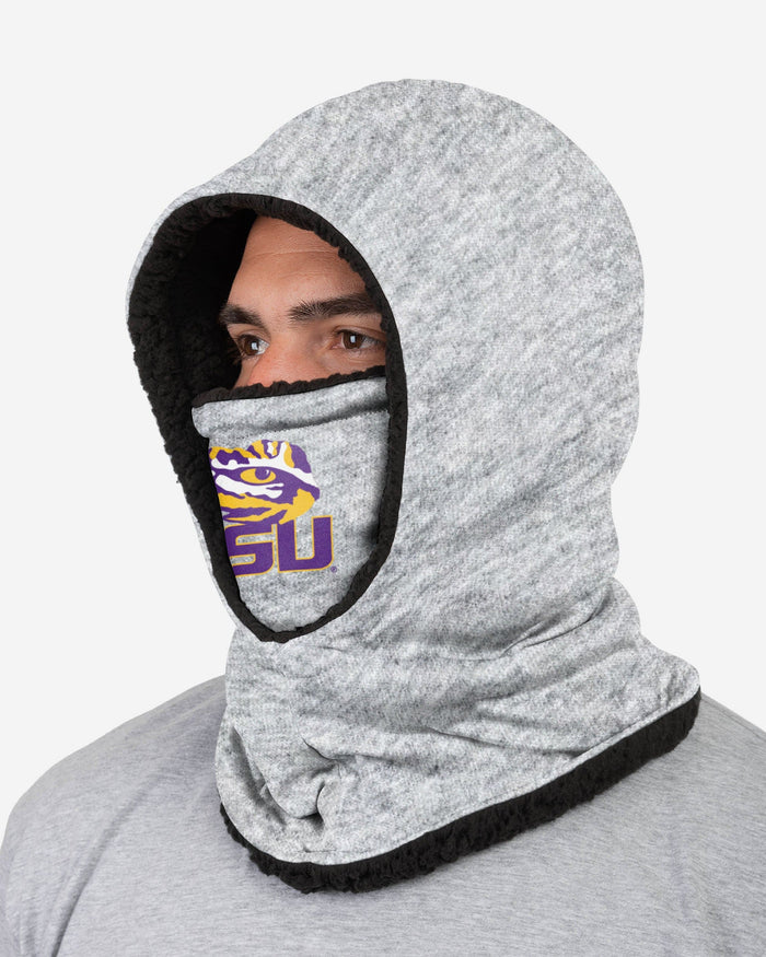 LSU Tigers Heather Grey Big Logo Hooded Gaiter FOCO - FOCO.com