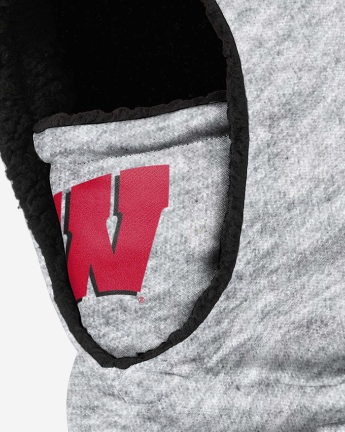 Wisconsin Badgers Heather Grey Big Logo Hooded Gaiter FOCO - FOCO.com