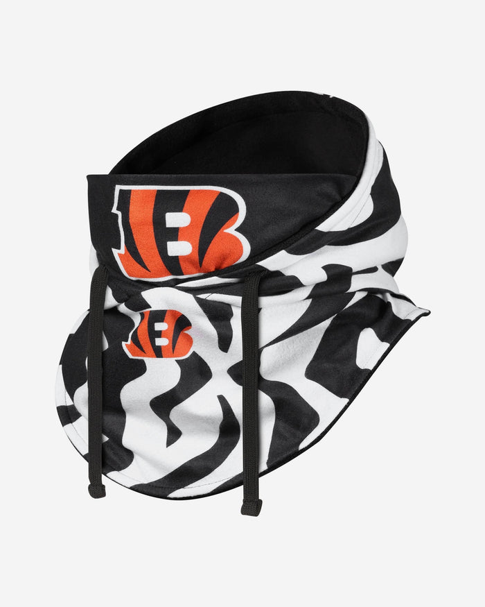Cincinnati Bengals White Stripe Drawstring Hooded Gaiter FOCO - FOCO.com