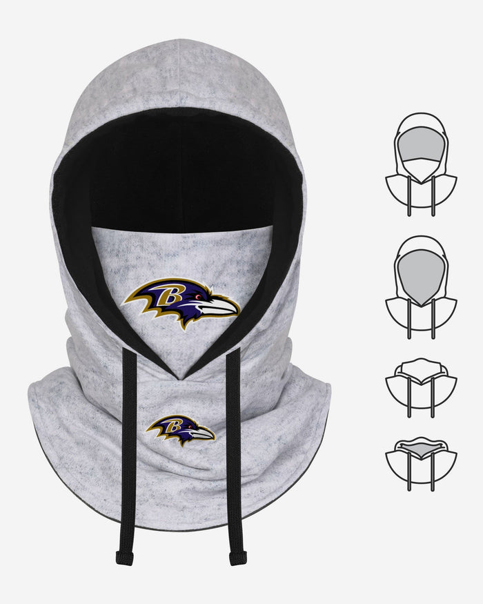 Baltimore Ravens Heather Gray Drawstring Hooded Gaiter Scarf FOCO - FOCO.com