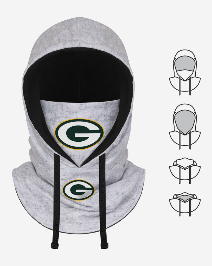 Green Bay Packers Heather Gray Drawstring Hooded Gaiter Scarf FOCO - FOCO.com