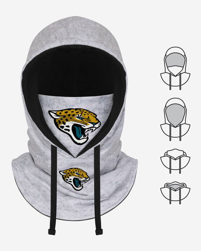 Jacksonville Jaguars Heather Gray Drawstring Hooded Gaiter Scarf FOCO - FOCO.com