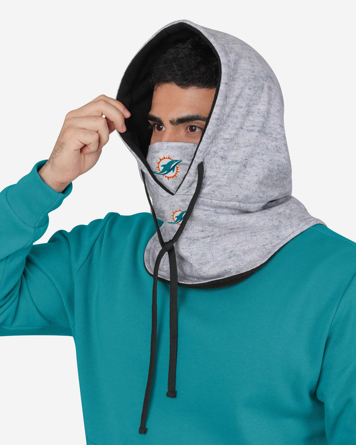 Miami Dolphins Heather Gray Drawstring Hooded Gaiter Scarf FOCO - FOCO.com