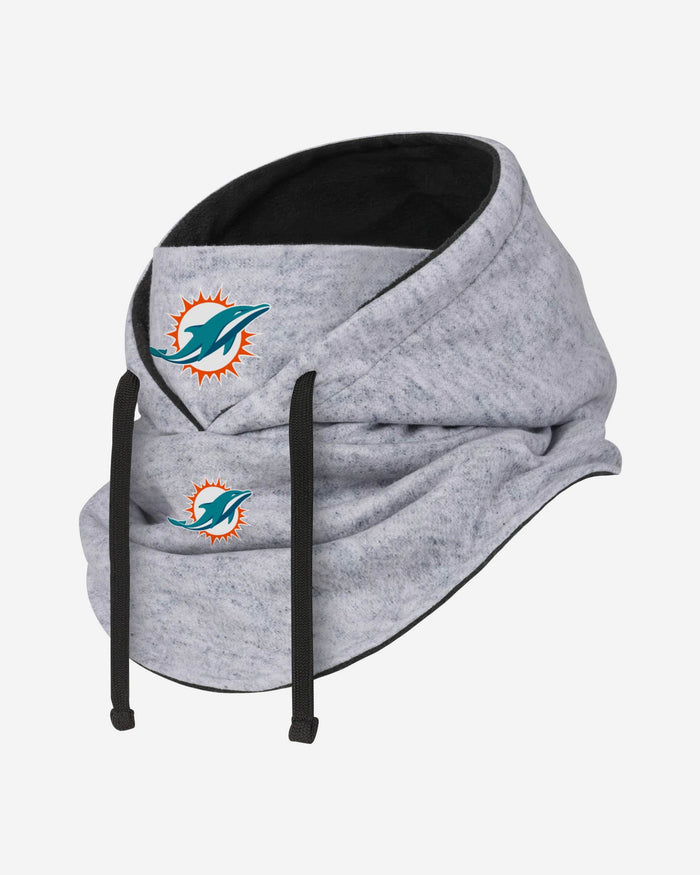 Miami Dolphins Heather Gray Drawstring Hooded Gaiter Scarf FOCO - FOCO.com