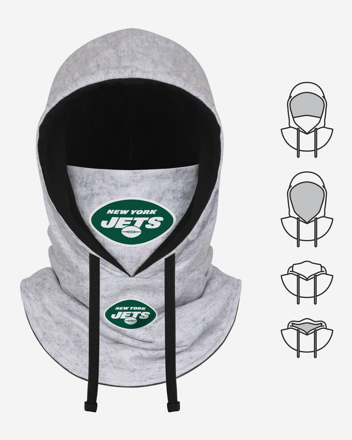 New York Jets Heather Gray Drawstring Hooded Gaiter Scarf FOCO - FOCO.com