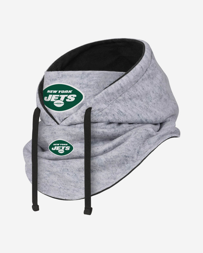New York Jets Heather Gray Drawstring Hooded Gaiter Scarf FOCO - FOCO.com