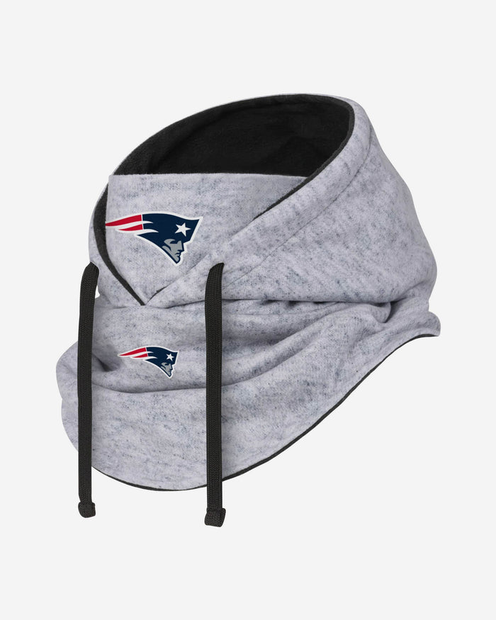 New England Patriots Heather Gray Drawstring Hooded Gaiter Scarf FOCO - FOCO.com