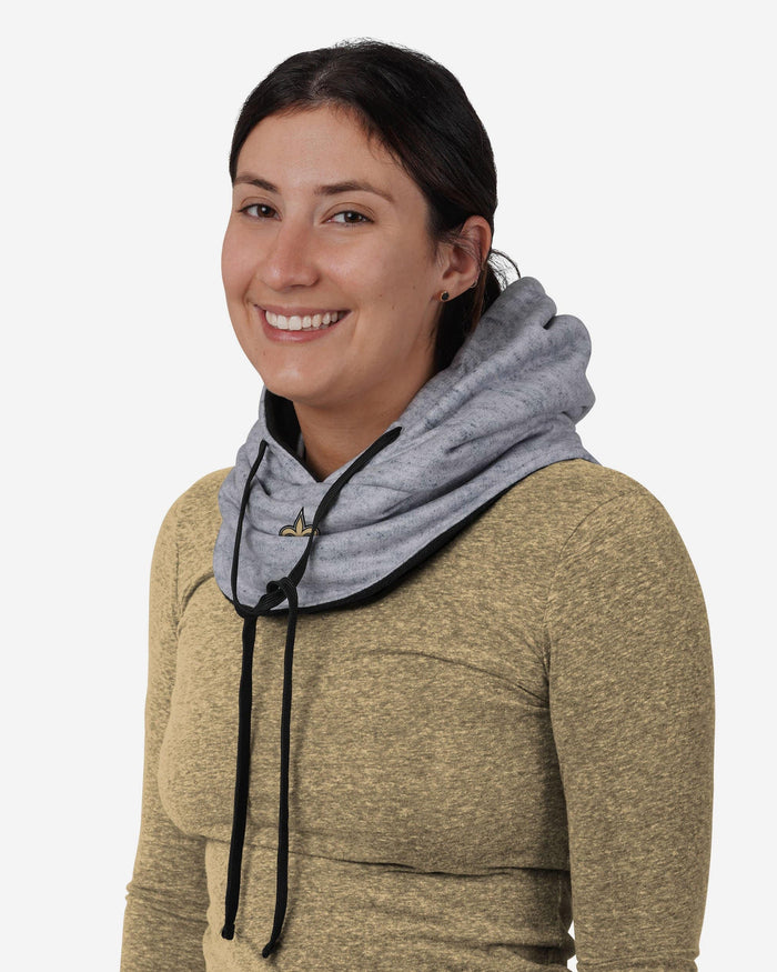 New Orleans Saints Heather Gray Drawstring Hooded Gaiter Scarf FOCO - FOCO.com