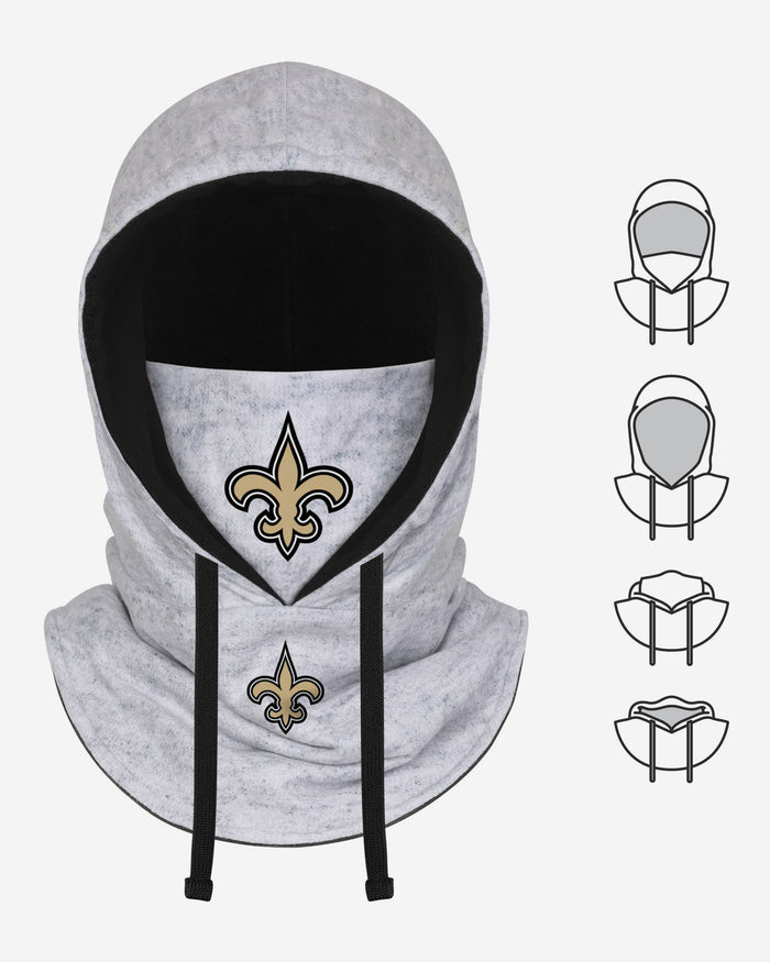 New Orleans Saints Heather Gray Drawstring Hooded Gaiter Scarf FOCO - FOCO.com