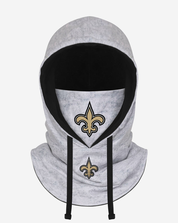 New Orleans Saints Heather Gray Drawstring Hooded Gaiter Scarf FOCO - FOCO.com