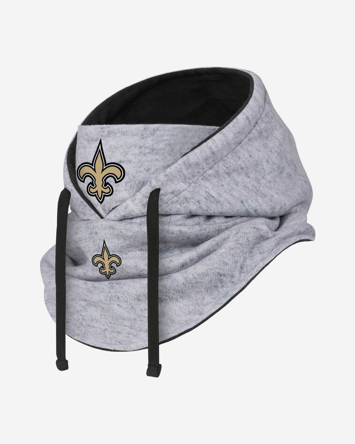 New Orleans Saints Heather Gray Drawstring Hooded Gaiter Scarf FOCO - FOCO.com