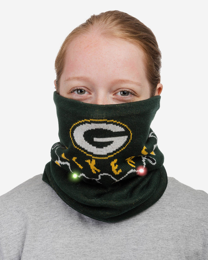 Green Bay Packers Light Up Knit Gaiter Scarf FOCO - FOCO.com