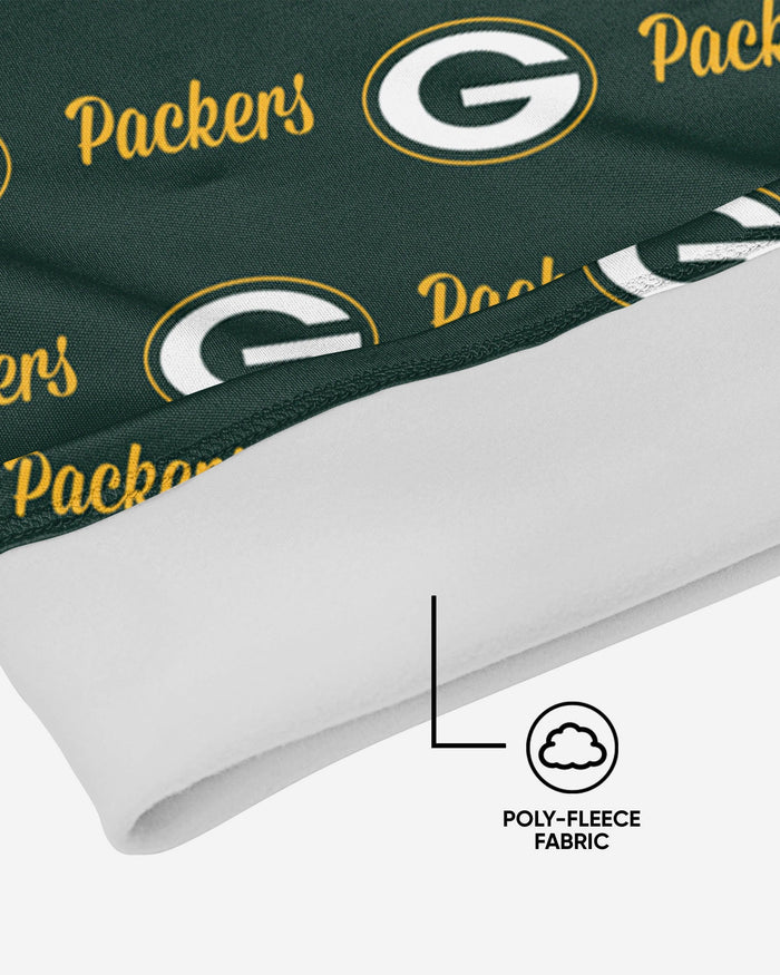 Green Bay Packers Mini Script Fleece Gaiter Scarf FOCO - FOCO.com