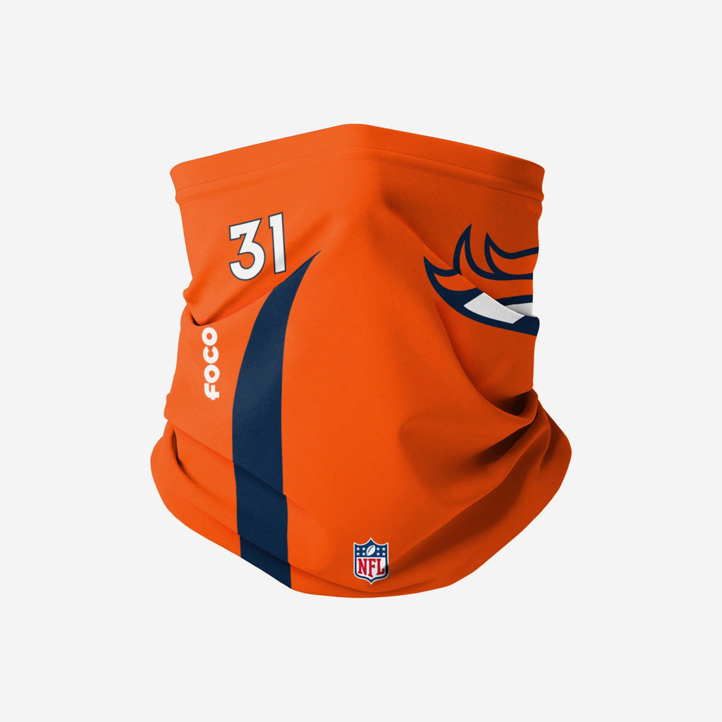 Justin Simmons Denver Broncos On-Field Sideline Logo Gaiter Scarf FOCO - FOCO.com