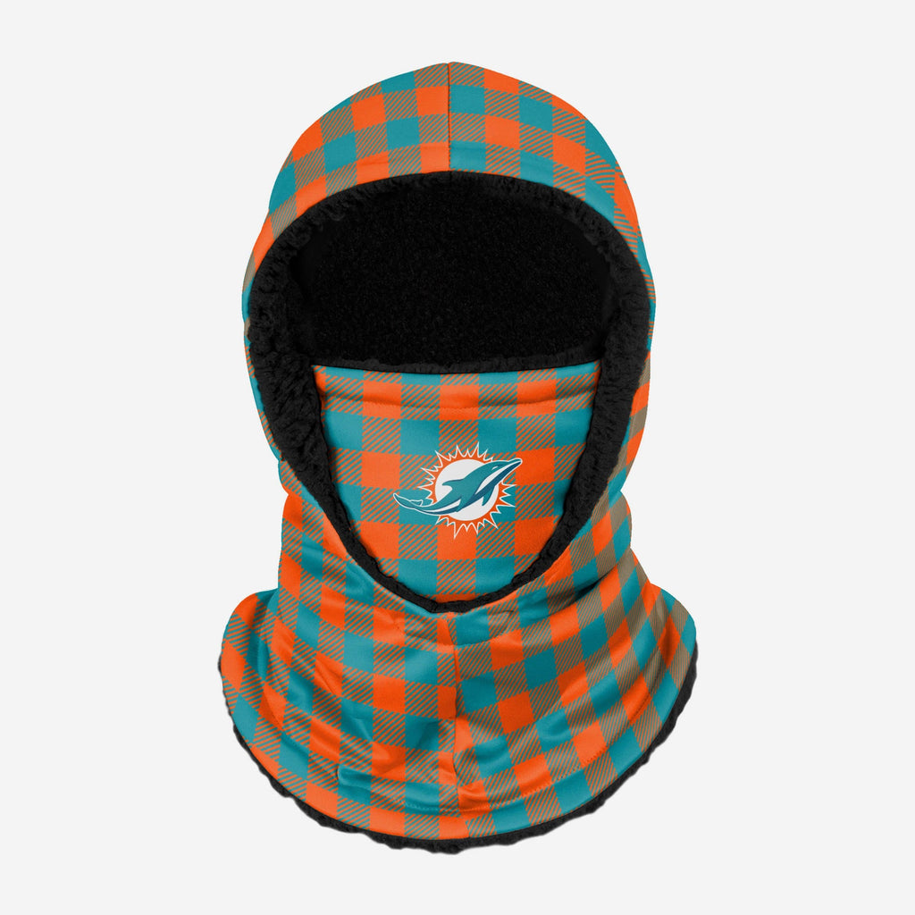 Miami Dolphins Plaid Hooded Gaiter FOCO - FOCO.com