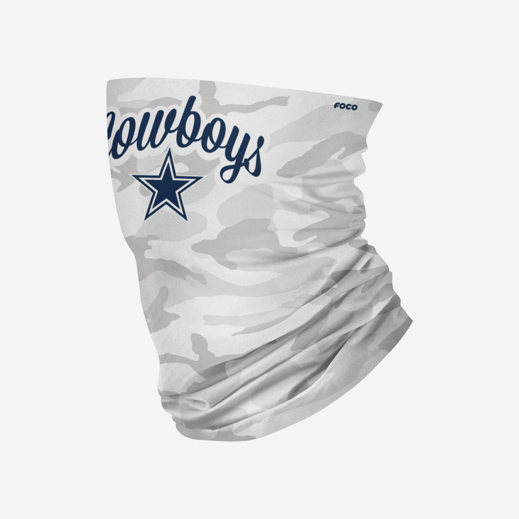 Dallas Cowboys Script Camo Gaiter Scarf FOCO - FOCO.com
