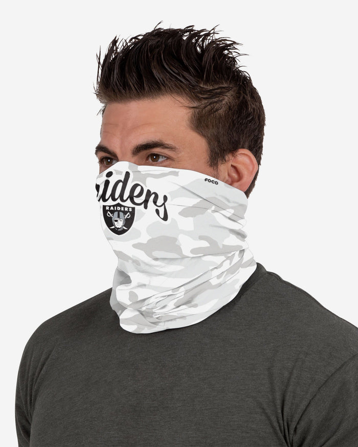 Las Vegas Raiders Script Camo Gaiter Scarf FOCO - FOCO.com
