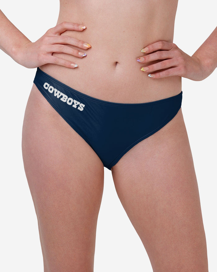 Dallas Cowboys Womens Solid Wordmark Bikini Bottom FOCO S - FOCO.com