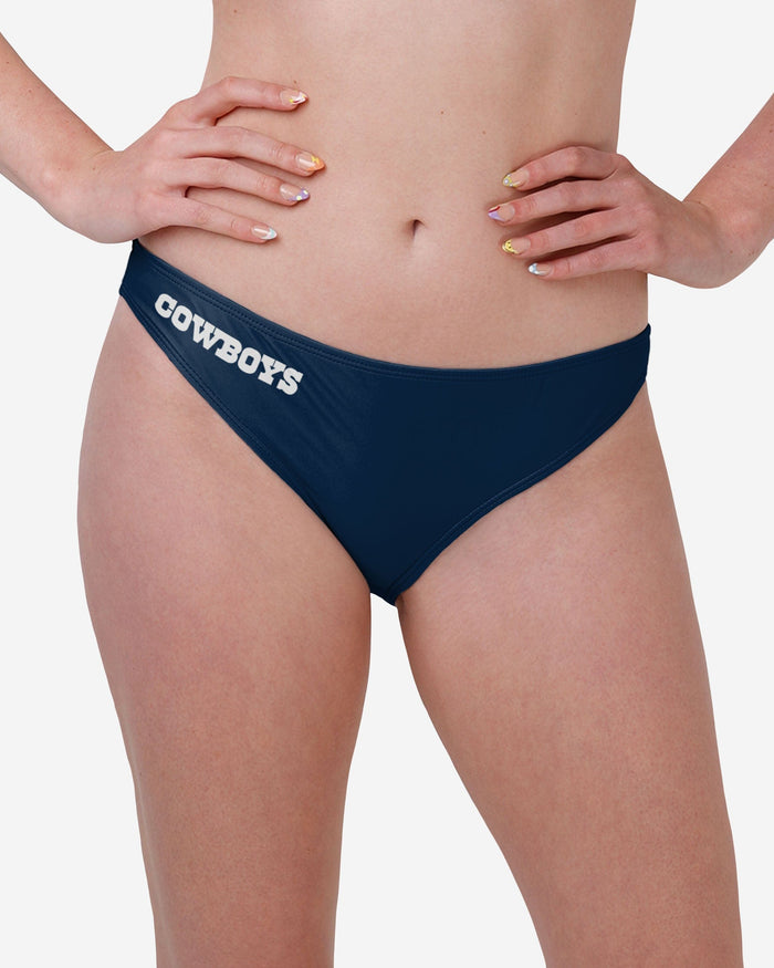 Dallas Cowboys Womens Solid Wordmark Bikini Bottom FOCO S - FOCO.com