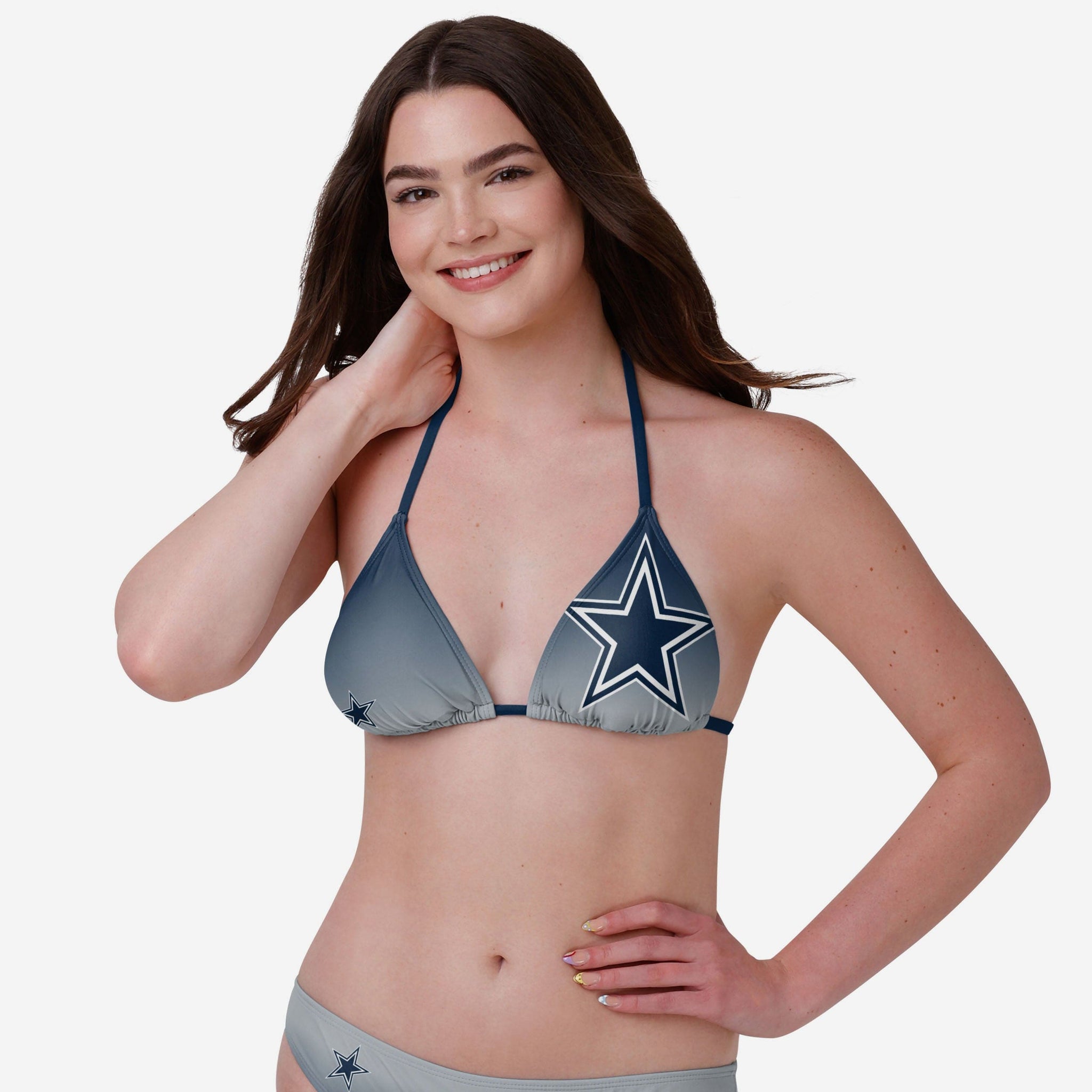 Dallas Cowboys Womens Gradient Big Logo Bikini Top FOCO Dallas Cowboys Womens Gradient Big Logo Bikini Top FOCO