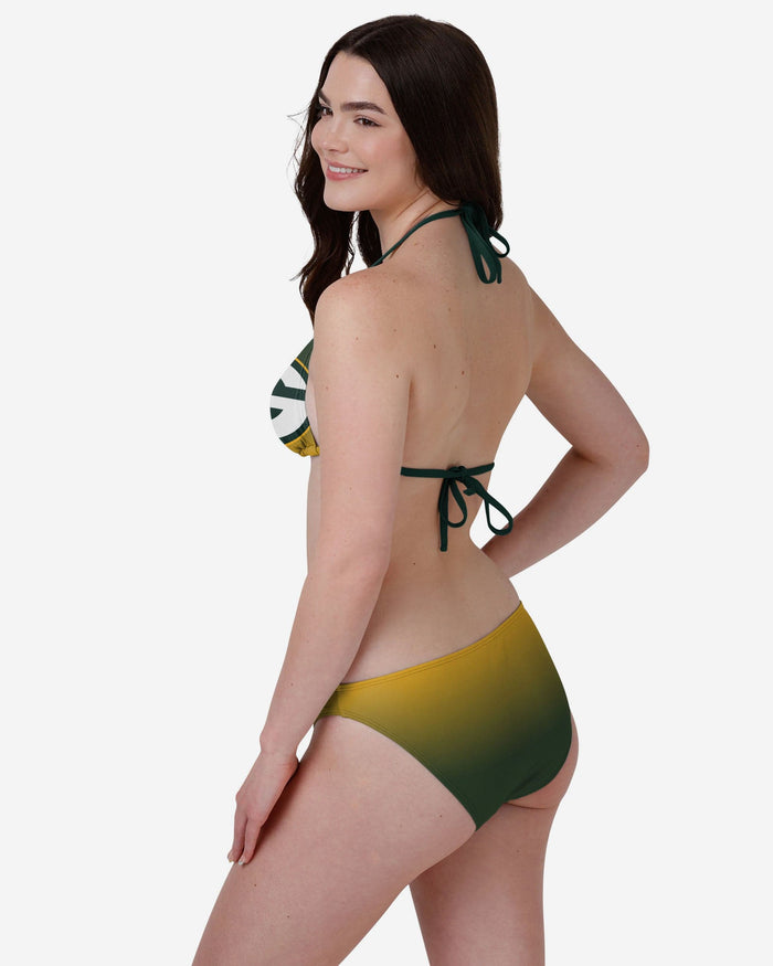 Green Bay Packers Womens Gradient Big Logo Bikini Top FOCO - FOCO.com