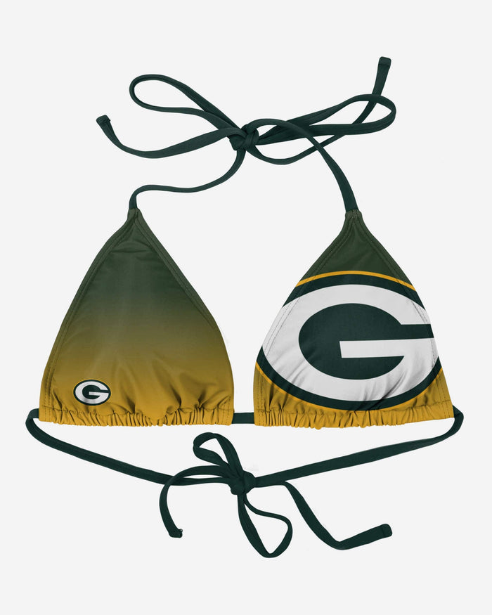 Green Bay Packers Womens Gradient Big Logo Bikini Top FOCO S - FOCO.com