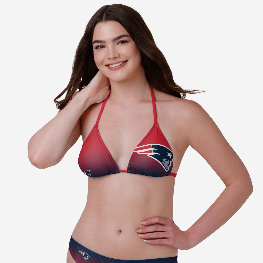 New England Patriots Womens Gradient Big Logo Bikini Top FOCO - FOCO.com