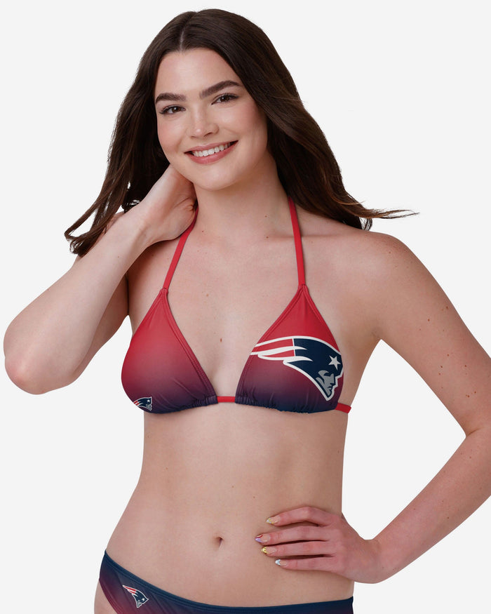 New England Patriots Womens Gradient Big Logo Bikini Top FOCO New England Patriots Womens Gradient Big Logo Bikini Top FOCO