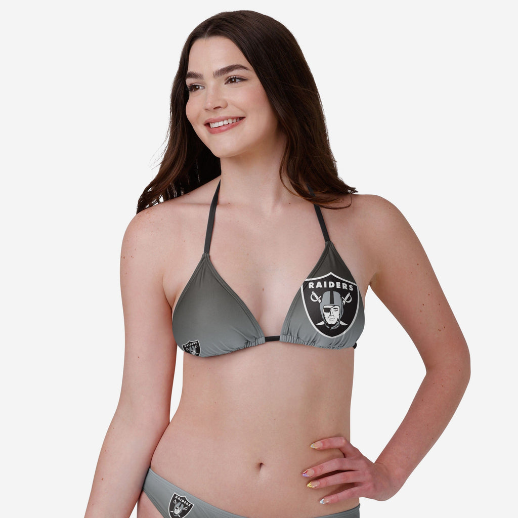 Las Vegas Raiders Womens Gradient Big Logo Bikini Top FOCO - FOCO.com