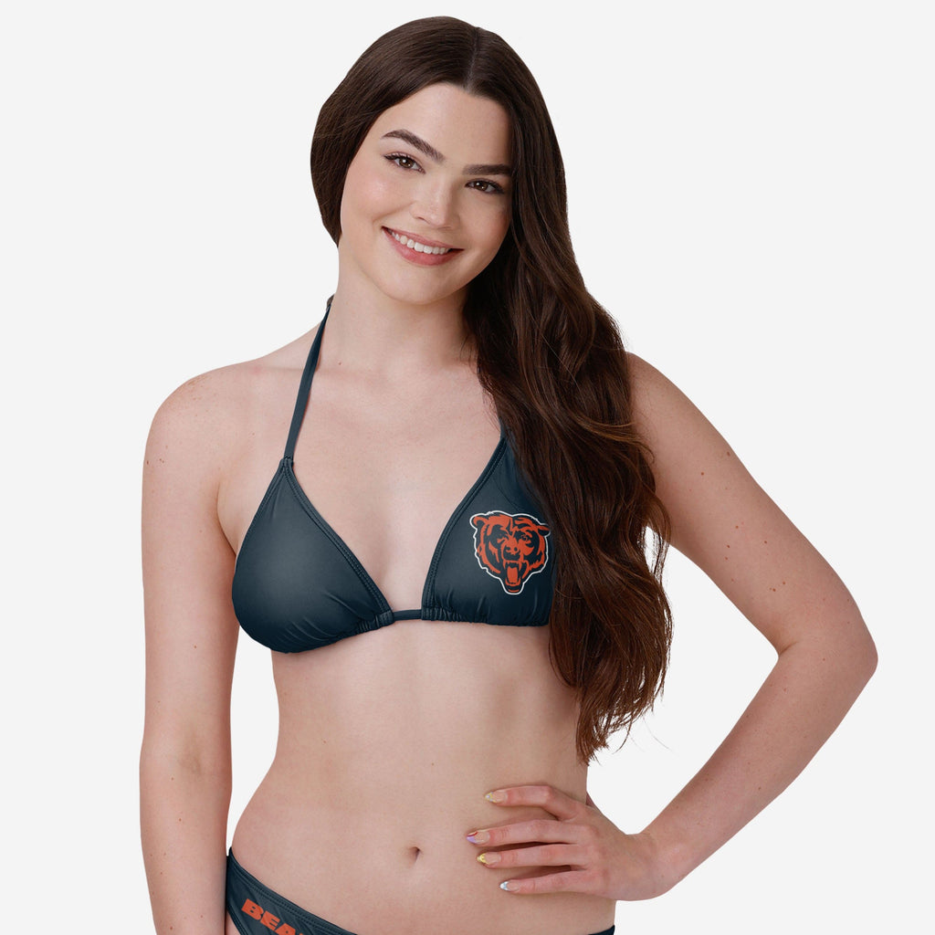 Chicago Bears Womens Solid Logo Bikini Top FOCO S - FOCO.com