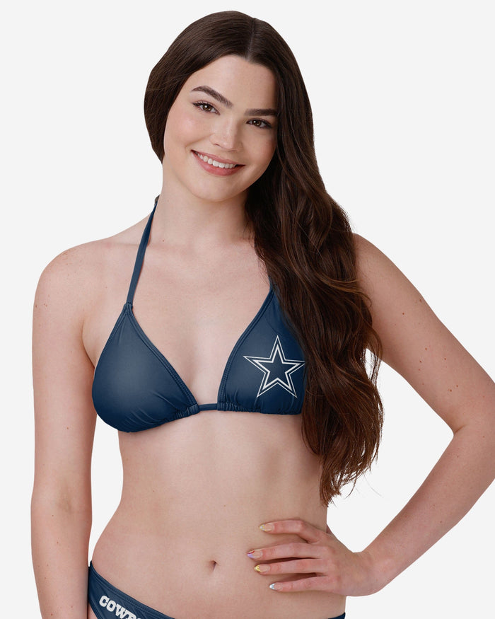 Dallas Cowboys Womens Solid Logo Bikini Top FOCO S - FOCO.com
