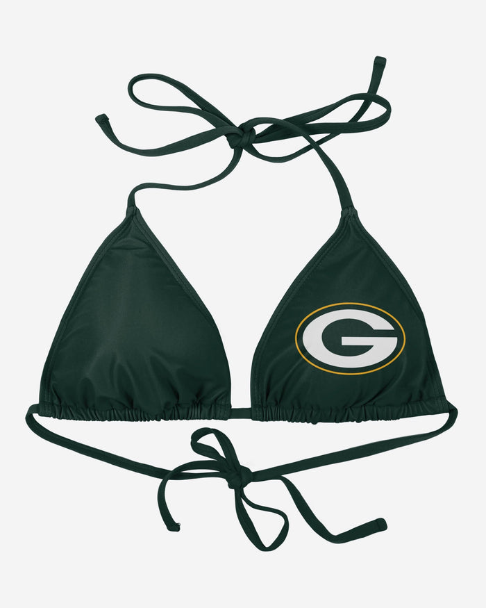 Green Bay Packers Womens Solid Logo Bikini Top FOCO - FOCO.com