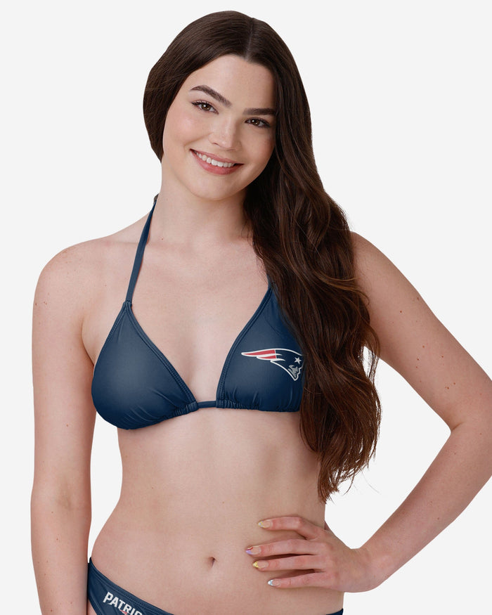 New England Patriots Womens Solid Logo Bikini Top FOCO S - FOCO.com