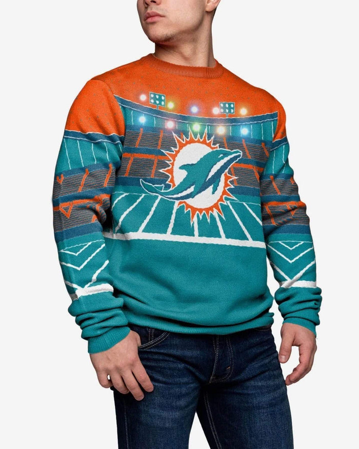 Miami Dolphins Light Up Bluetooth Sweater FOCO L - FOCO.com