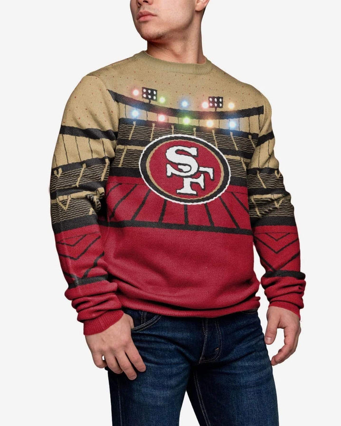 San Francisco 49ers Light Up Bluetooth Sweater FOCO M - FOCO.com