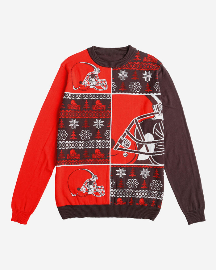 Cleveland Browns Busy Block Snowfall Sweater FOCO - FOCO.com