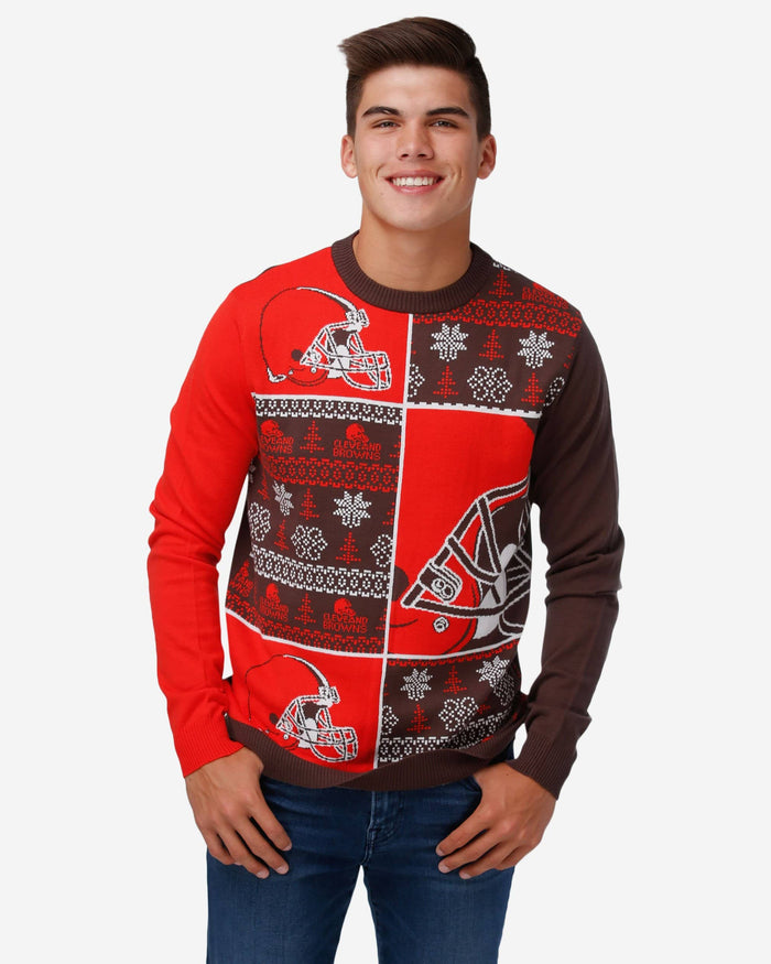 Cleveland Browns Busy Block Snowfall Sweater FOCO S - FOCO.com