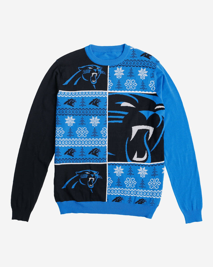 Carolina Panthers Busy Block Snowfall Sweater FOCO - FOCO.com