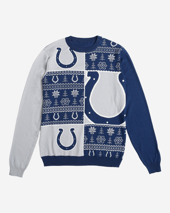 Indianapolis Colts Busy Block Snowfall Sweater FOCO - FOCO.com