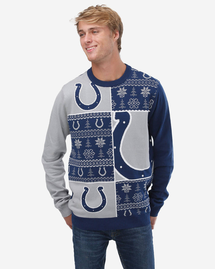 Indianapolis Colts Busy Block Snowfall Sweater FOCO S - FOCO.com